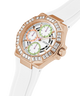 GUESS Ladies White Rose Gold Tone Multi-function Watch lifestyle angle
