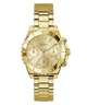 Gold watch with Guess logo on a white background