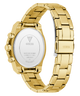 Gold watch with a visible brand logo on a white background