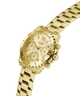 Gold watch with a detailed face on a white background lifestyle
