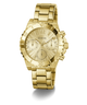 Gold watch with Guess logo on a white background