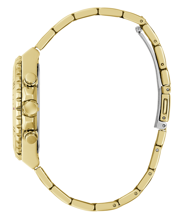 Gold watch strap on a white background
