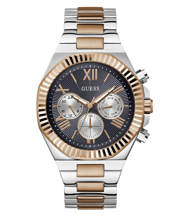 Guess Hombre Reloj Multifunción Bezel Café, Esfera Marrón Y