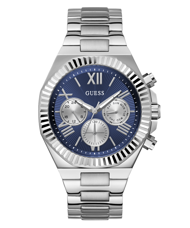 GUESS Mens Equity Silver Tone Multi-function Watch