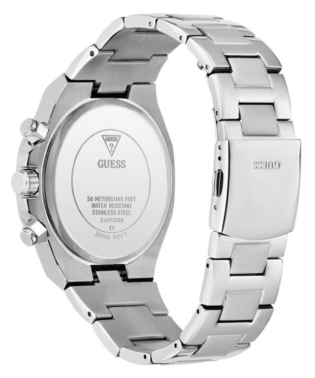 GUESS Mens Equity Silver Tone Multi-function Watch
