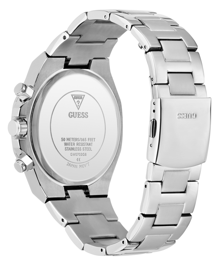 GUESS Mens Equity Silver Tone Multi-function Watch