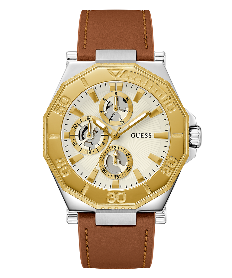 GUESS Mens Brown 2-Tone Multi-function Watch