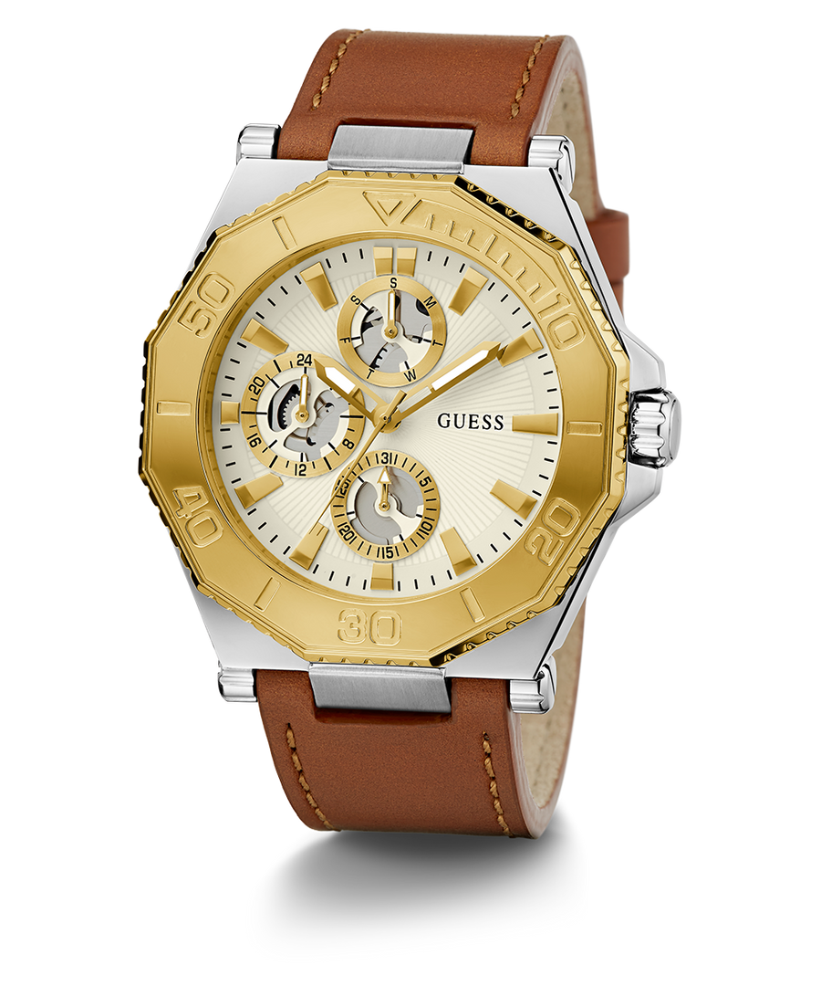 GW0704G1_ GUESS Mens Brown 2-Tone Multi-function Watch angle