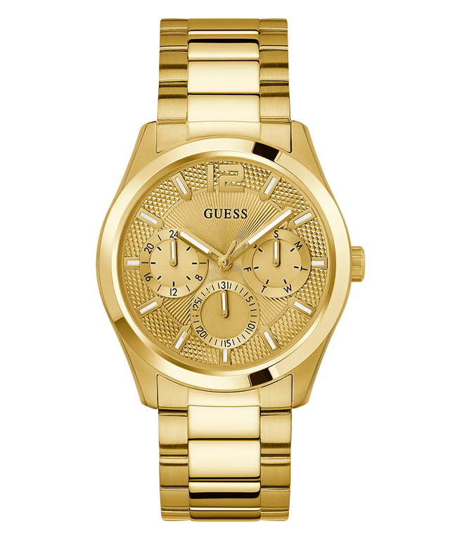 GUESS Mens Gold Tone Multi-function Watch straight