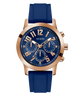  GW0708G3 GUESS Mens Blue Rose Gold Tone Multi-function Watch