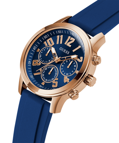  GW0708G3 GUESS Mens Blue Rose Gold Tone Multi-function Watch lifestyle
