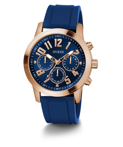  GW0708G3 GUESS Mens Blue Rose Gold Tone Multi-function Watch angle