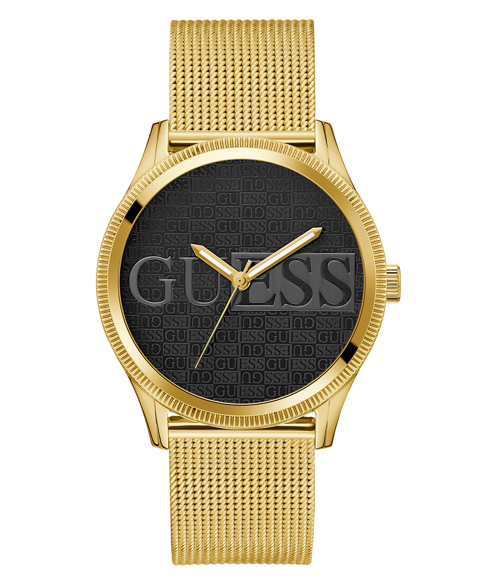 GW0710G2 GUESS Mens Black Gold Tone Analog Watch