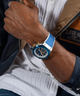 GW0713G1 GUESS Mens Blue 2-Tone Multi-function Watch lifestyle watch on arm