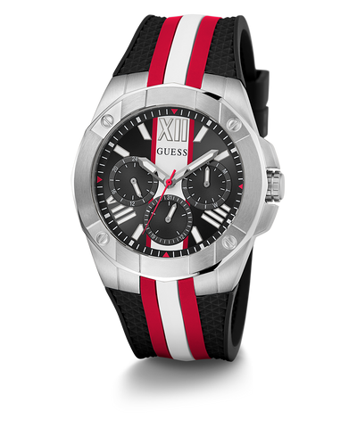 GW0716G1 GUESS Mens Black Silver Tone Multi-function Watch angle