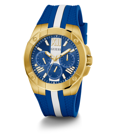 GW0716G2 GUESS Mens Blue Gold Tone Multi-function Watch angle