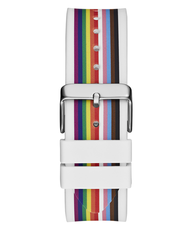 GW0720G1 Pride Limited Edition GUESS Mens White Rainbow Analog Watch back view