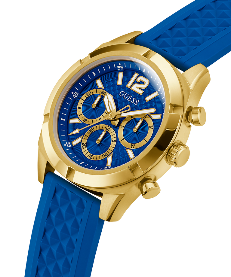GW0729G1 GUESS Mens Blue Gold Tone Multi-function Watch lifestyle