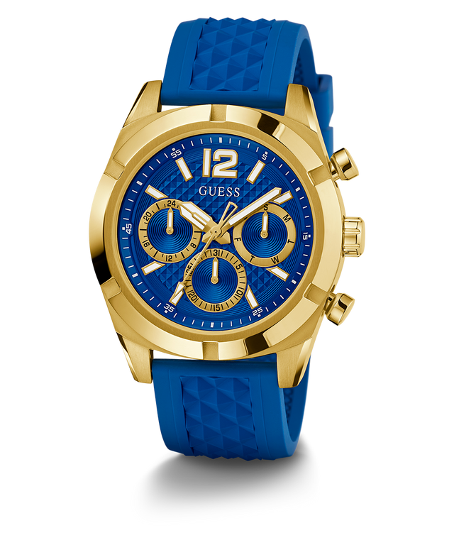 GUESS Mens Blue Gold Tone Multi-function Watch GW0729G1 GUESS