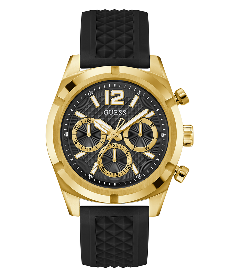 GW0729G2 GUESS Mens Black Gold Tone Multi-function Watch