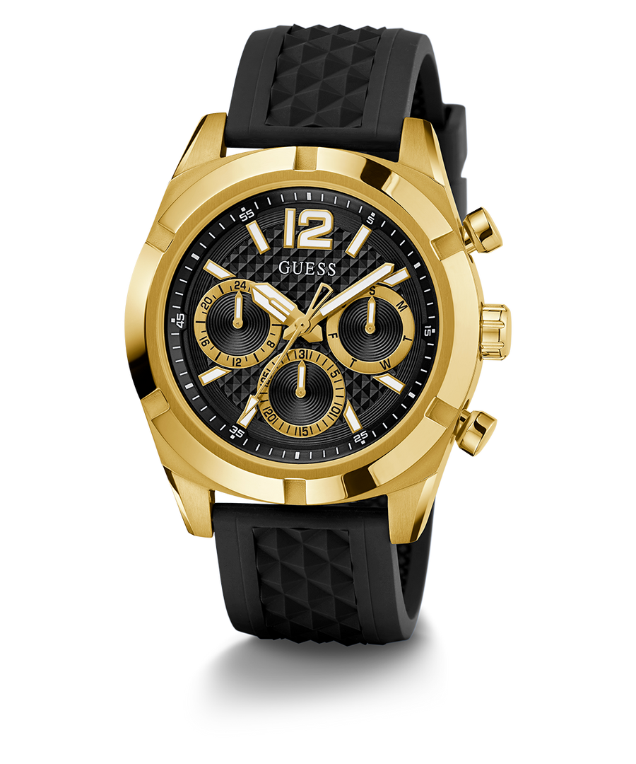 GW0729G2 GUESS Mens Black Gold Tone Multi-function Watch angle