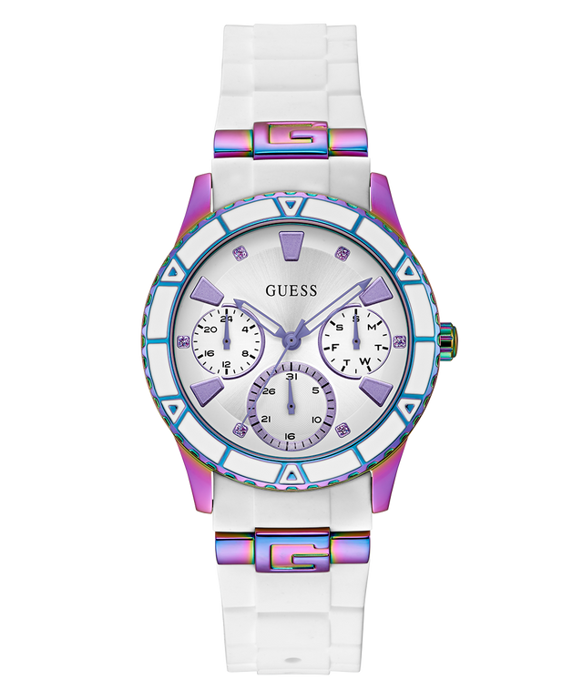 GW0743L1 GUESS Ladies White Iridescent Multi-function Watch angle