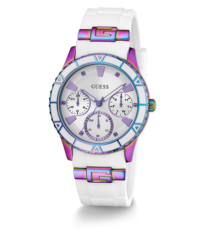 GW0743L1 GUESS Ladies White Iridescent Multi-function Watch angle