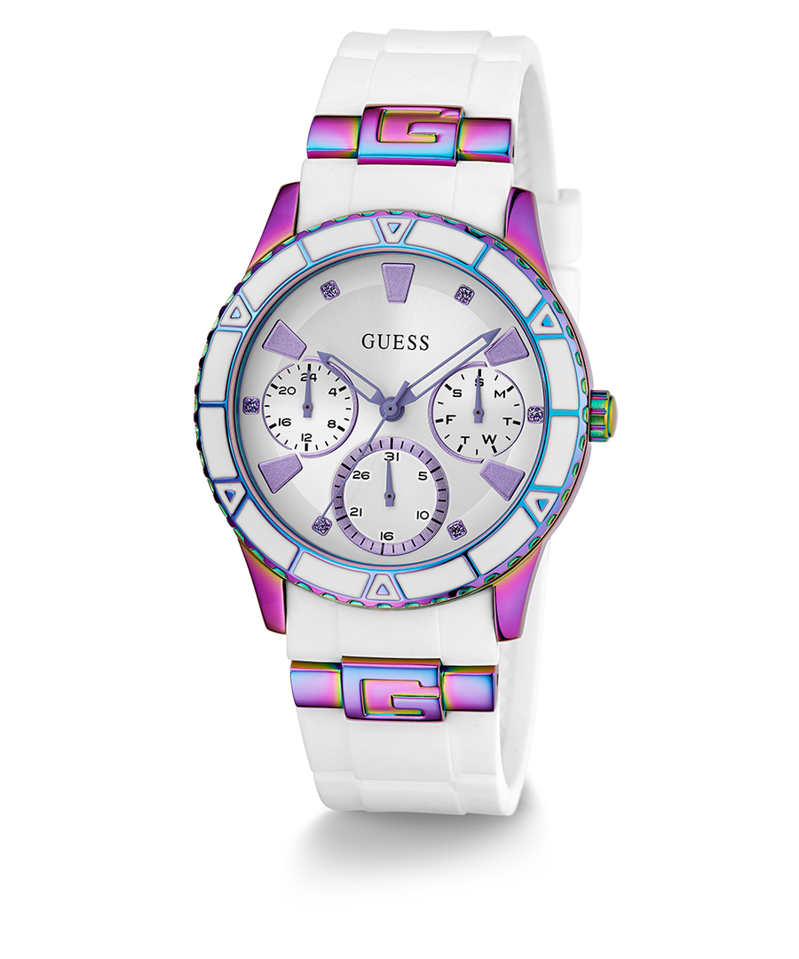 GW0743L1 GUESS Ladies White Iridescent Multi-function Watch angle