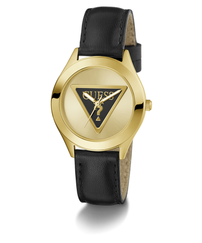 GW0744L2 GUESS Ladies Black Gold Tone Analog Watch angle