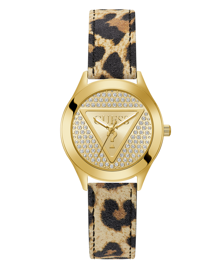 GW0745L2 GUESS Ladies Leopard Gold Tone Analog Watch