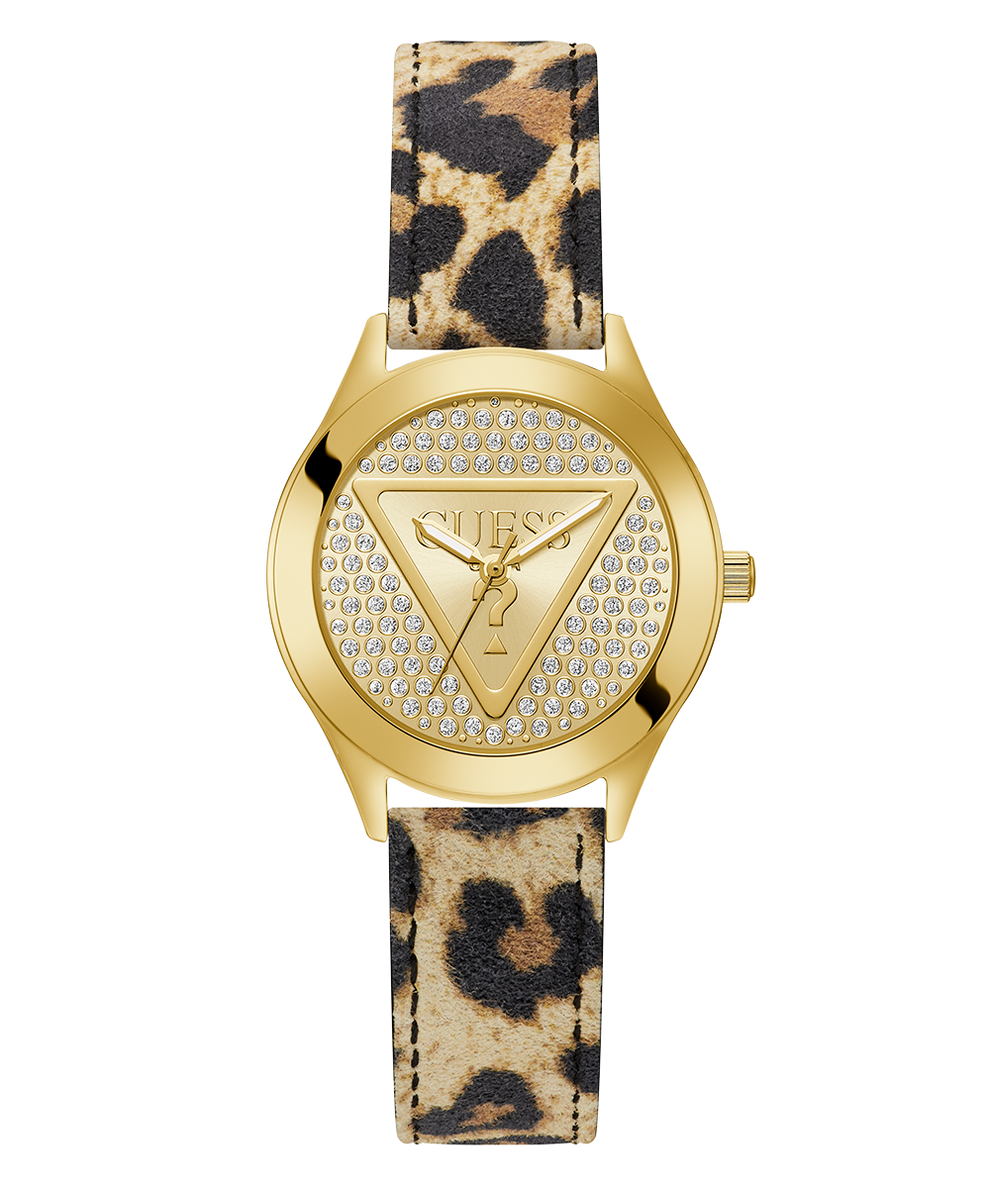 GW0745L2 GUESS Ladies Leopard Gold Tone Analog Watch