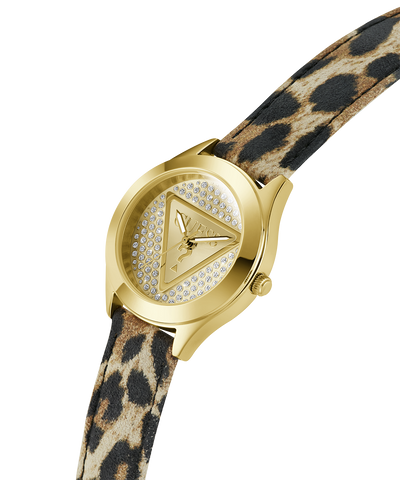 GW0745L2 GUESS Ladies Leopard Gold Tone Analog Watch lifestyle angle