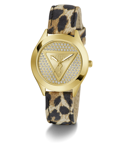 GW0745L2 GUESS Ladies Leopard Gold Tone Analog Watch angle