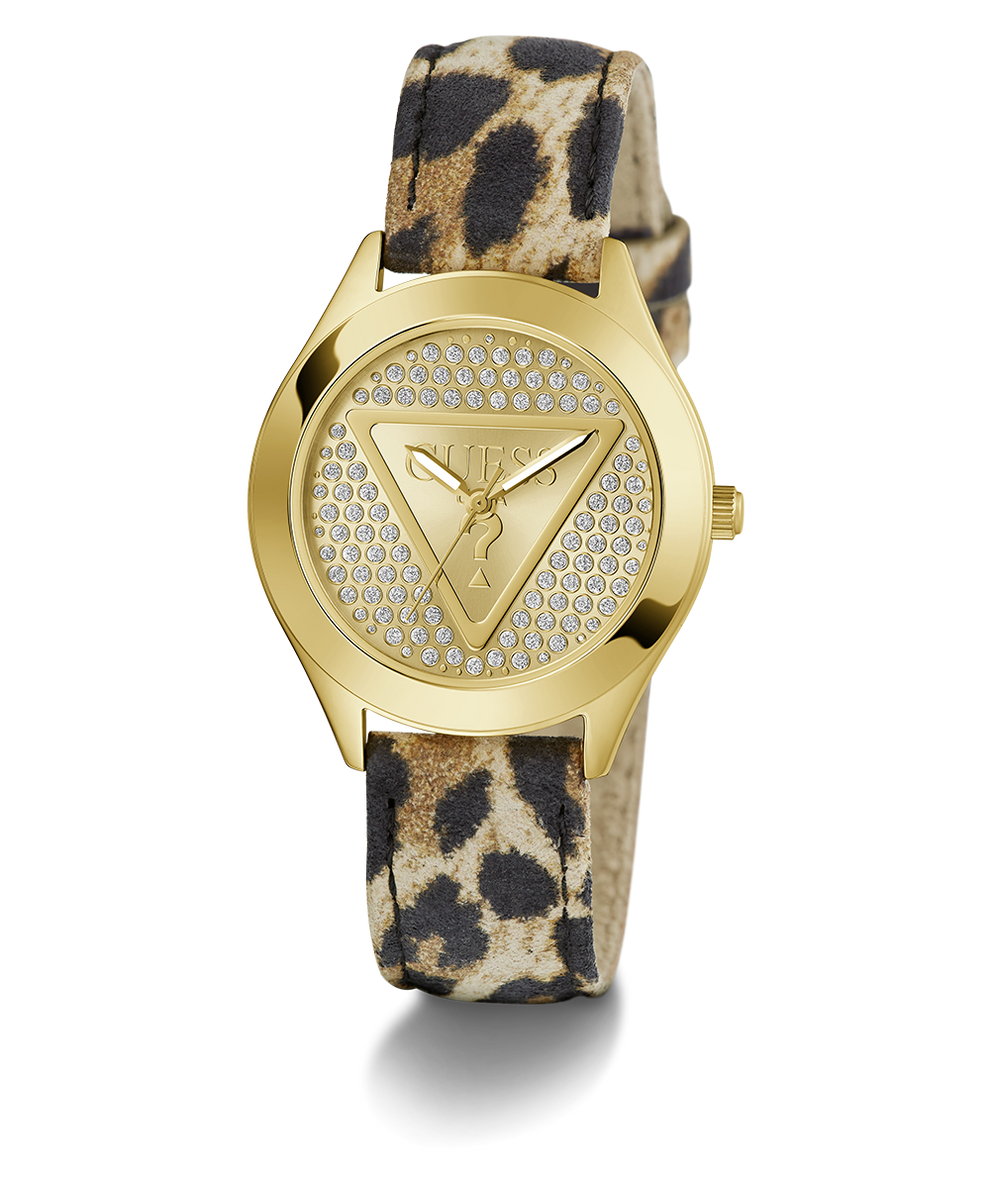 GW0745L2 GUESS Ladies Leopard Gold Tone Analog Watch angle