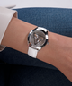 GW0745L3 GUESS Ladies White Silver Tone Analog Watch lifestyle watch on wrist