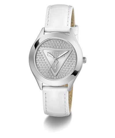 GW0745L3 GUESS Ladies White Silver Tone Analog Watch angle