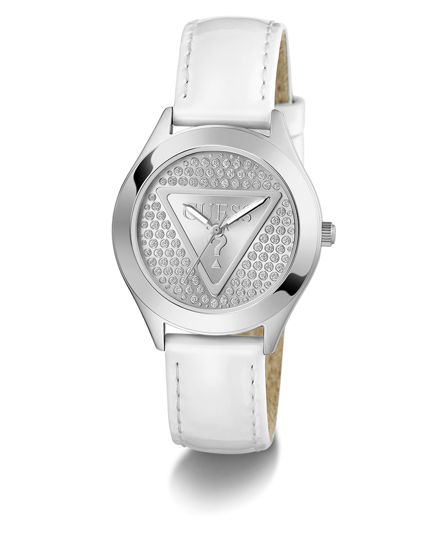 GW0745L3 GUESS Ladies White Silver Tone Analog Watch angle