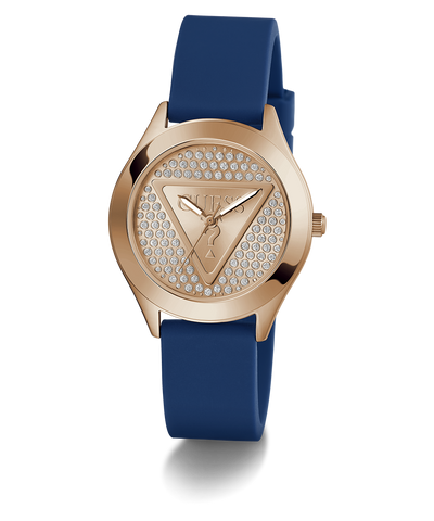 GW0745L4GUESS Ladies Blue Rose Gold Tone Analog Watch angle