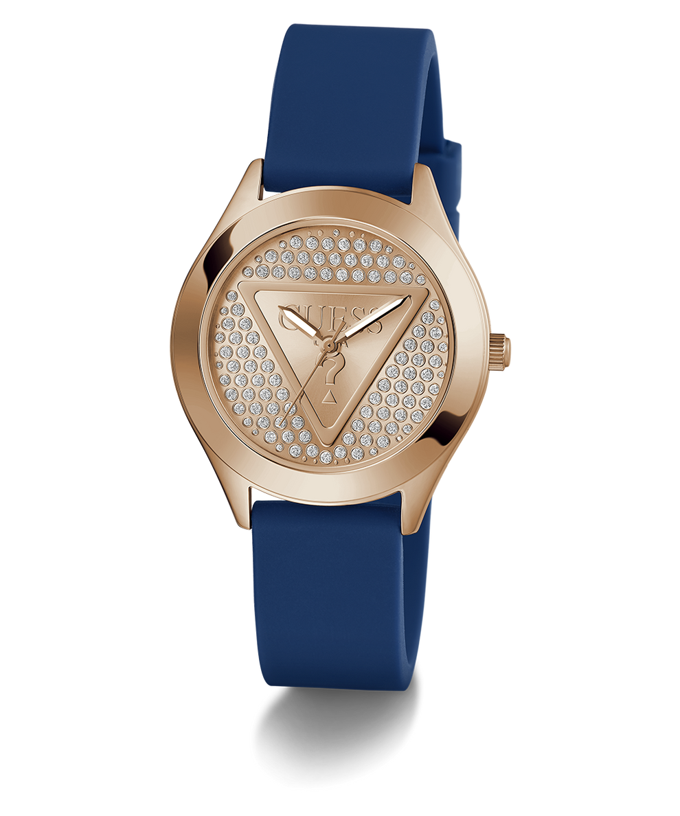 GW0745L4GUESS Ladies Blue Rose Gold Tone Analog Watch angle