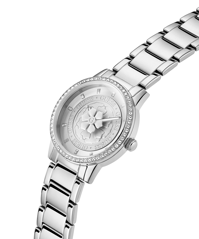 GW0747L1 GUESS Ladies Silver Tone Analog Watch lifestyle angle