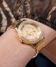 GW0747L2 GUESS Ladies Gold Tone Analog Watch lifestyle watch on arm