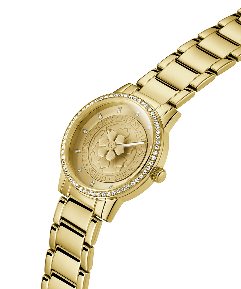 GW0747L2 GUESS Ladies Gold Tone Analog Watch lifestyle angle