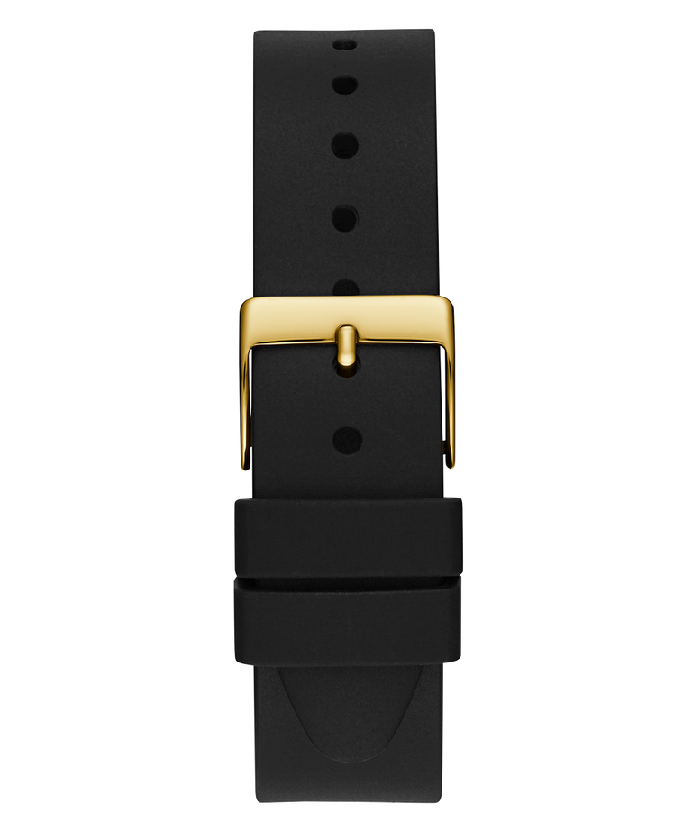 GW0749L2 GUESS Ladies Black Gold Tone Analog Watch back view