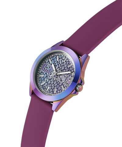 GW0749L3 GUESS Ladies Purple Iridescent Analog Watch lifestyle angle