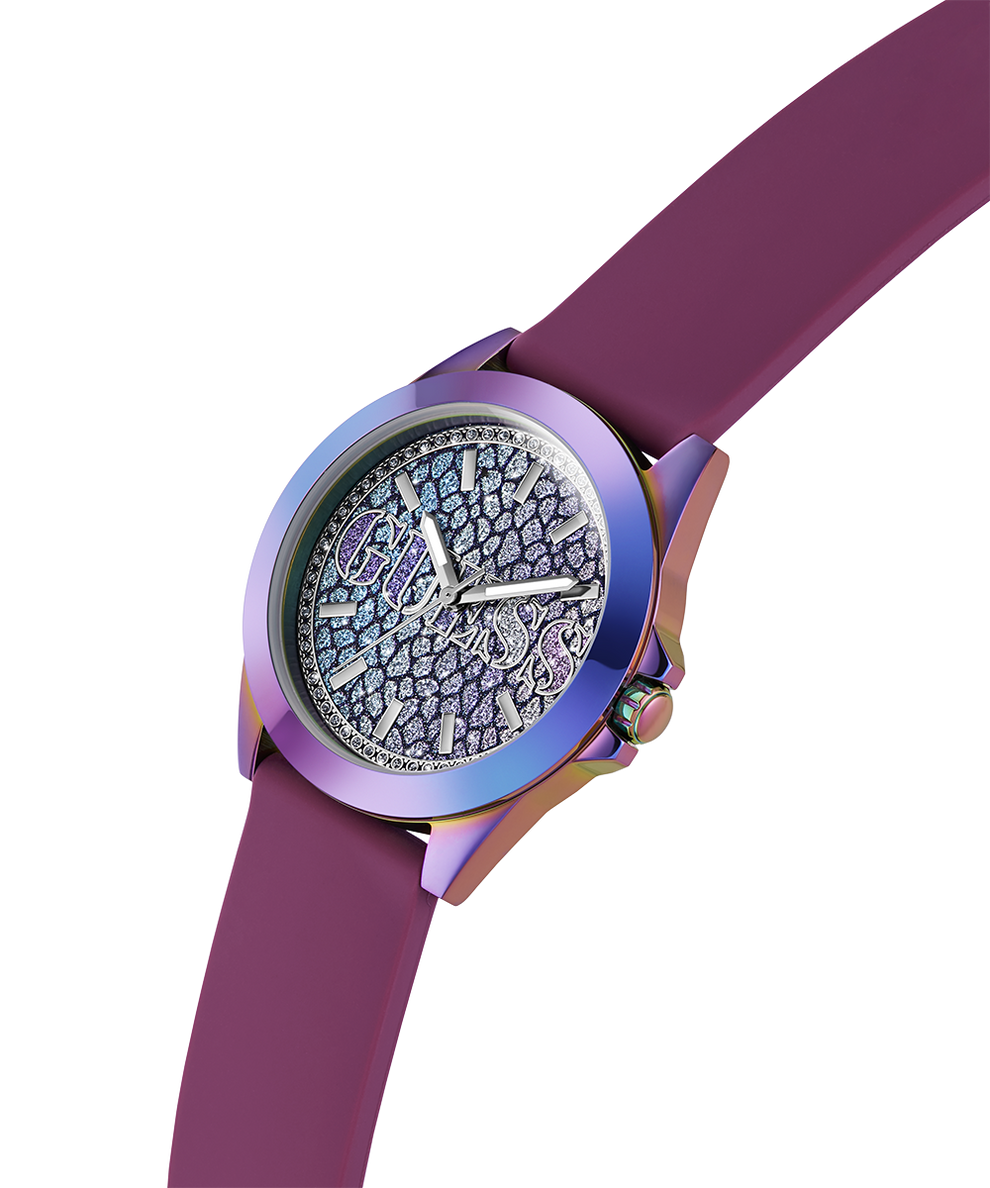 GW0749L3 GUESS Ladies Purple Iridescent Analog Watch lifestyle angle