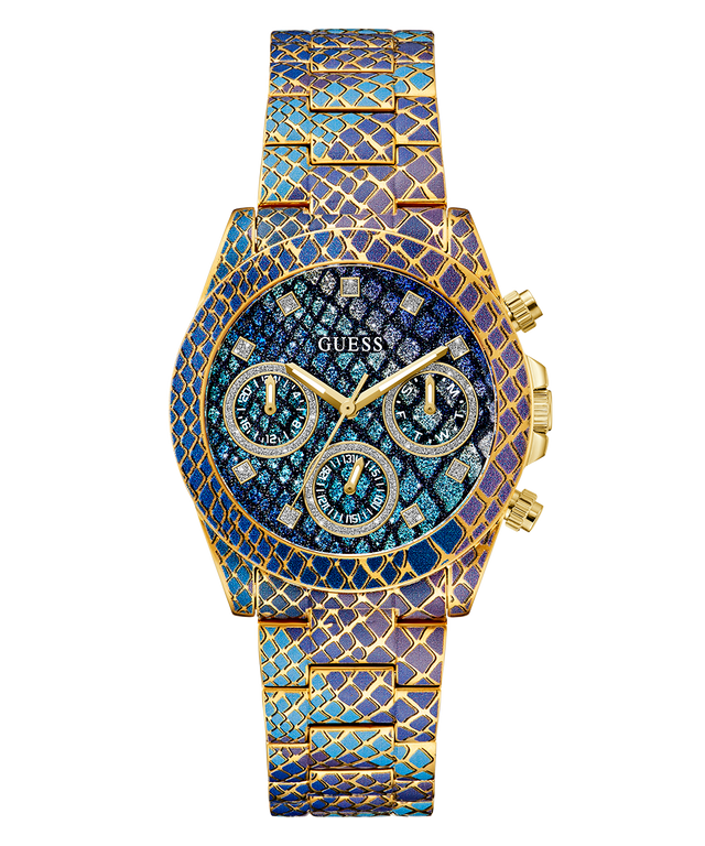 GW0752L1 GUESS Ladies Blue Purple Gold Tone Multi-function Watch