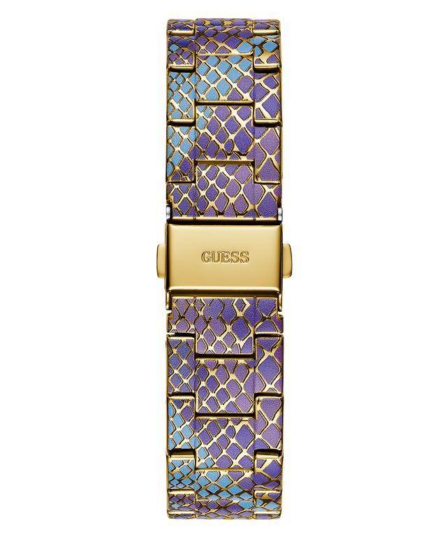 GW0752L1 GUESS Ladies Blue Purple Gold Tone Multi-function Watch back view