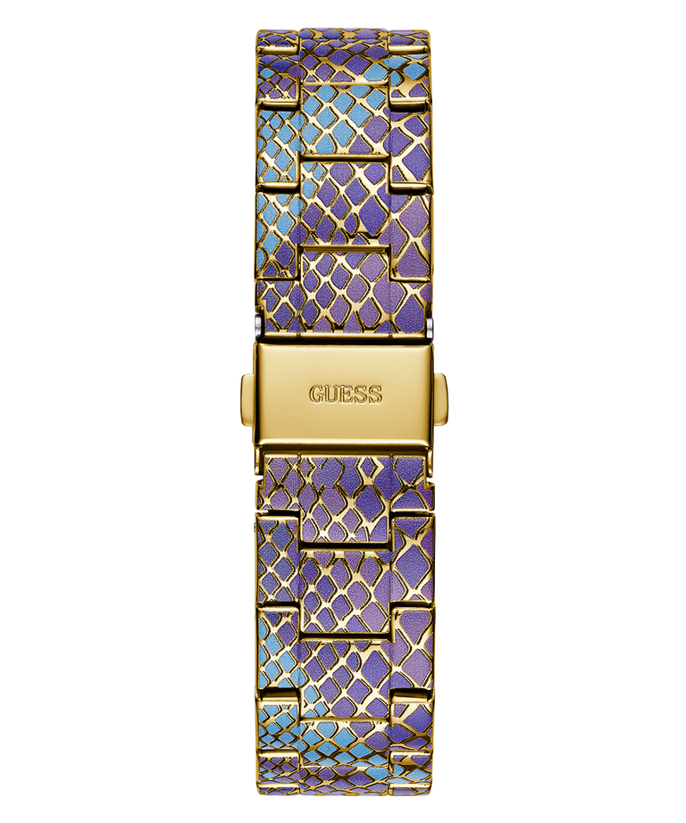 GW0752L1 GUESS Ladies Blue Purple Gold Tone Multi-function Watch back view