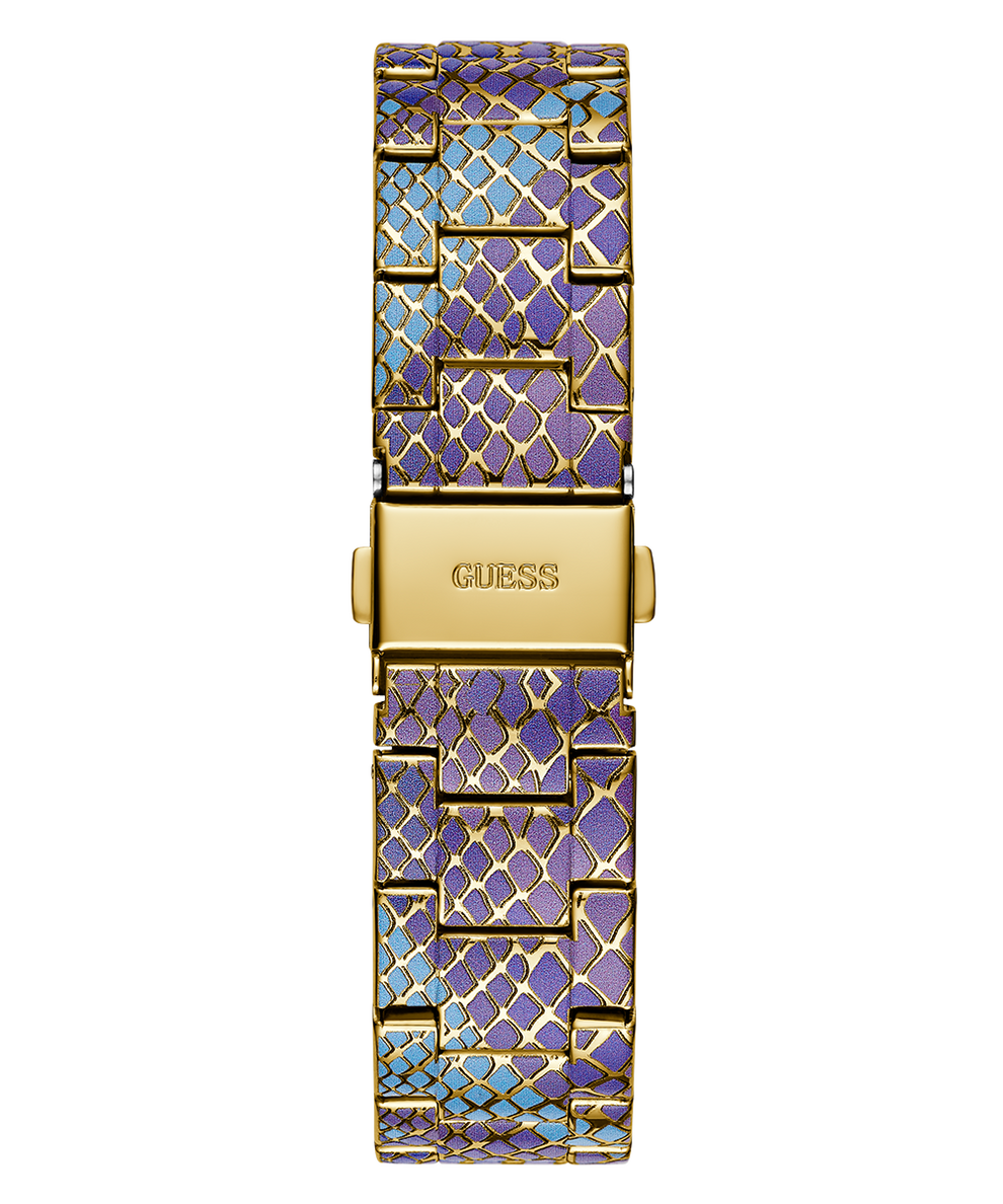 GW0752L1 GUESS Ladies Blue Purple Gold Tone Multi-function Watch back view