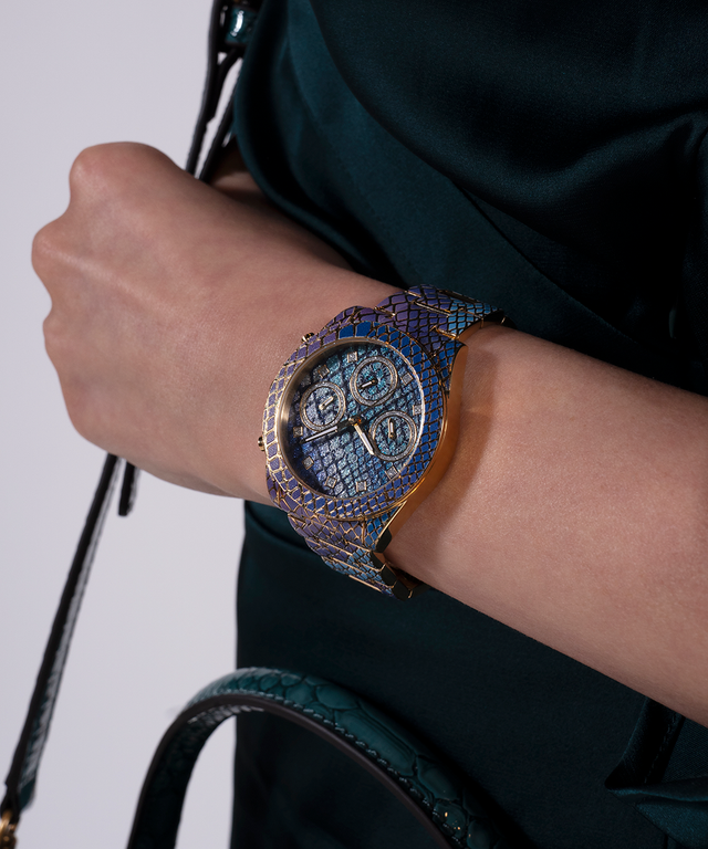 GUESS Ladies Blue Purple Gold Tone Multi-function Watch - GW0752L1 GUESS Ladies Blue Purple Gold Tone Multi-function Watch - GW0752L1